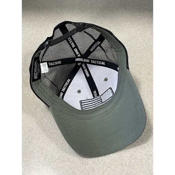 Men's Highland Tactical USA American Flag Green Trucker Mesh Adjustable Cap/Hat - Picture 8 of 8